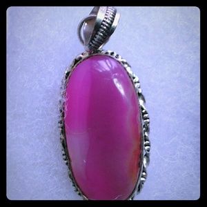 925 Sterling Silver  Pink Botswana Agate pendant